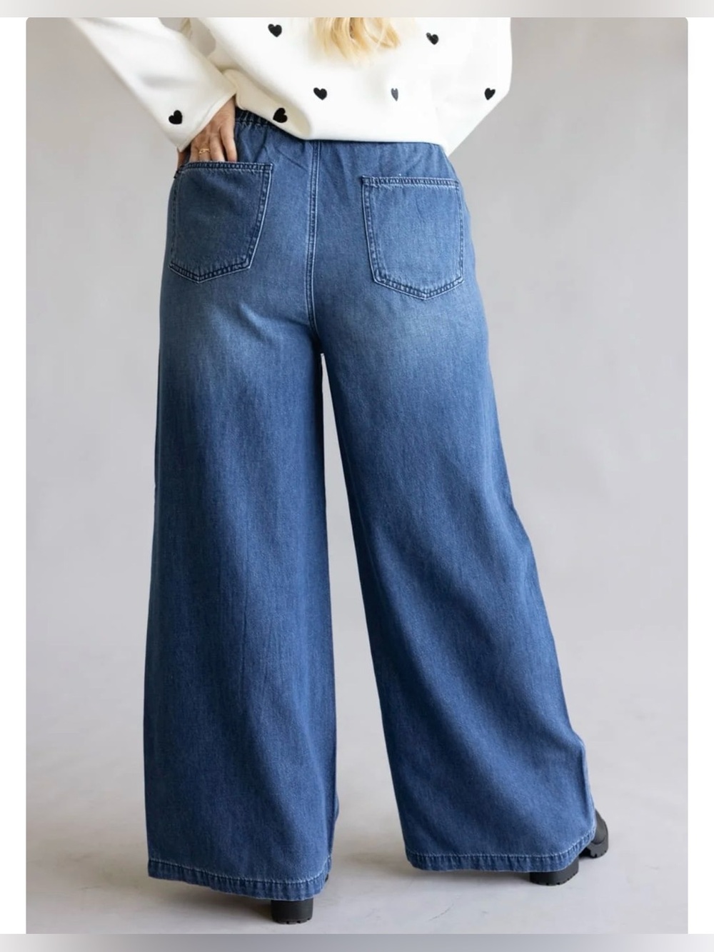 Judy Blue Hemp Blend High Waist Featherweight Palazzo Wide Leg Jeans Sz 16W NWT - Picture 6 of 10